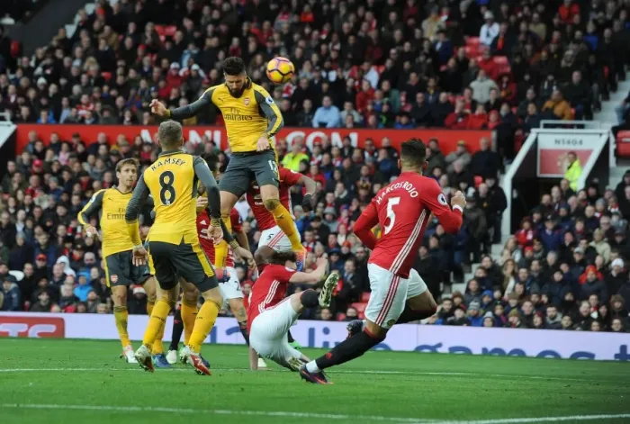 Framed Print : Giroud's Stunning Header: Manchester United vs. Arsenal, Premier League 2016-17 Framed Print : Giroud's Stunning Header: Manchester United vs. Arsenal, Premier League 2016-17
