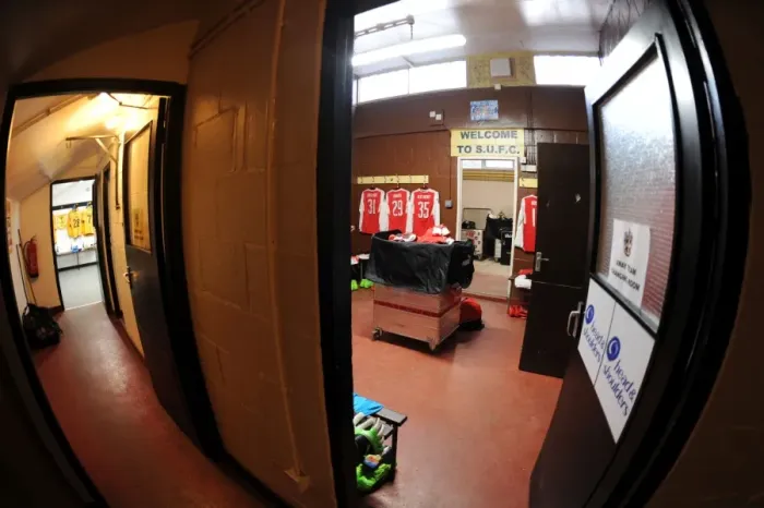 Framed Print : A Glimpse into Arsenal's Fifth Round Preparations: Sutton United's Changing Rooms