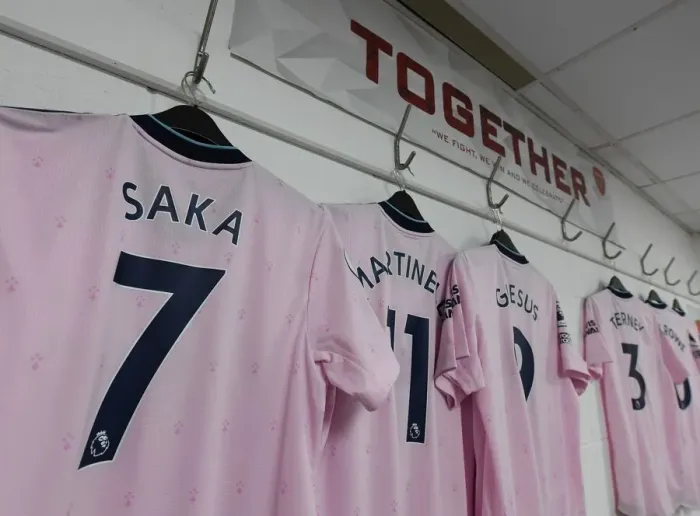 Framed Print : A Glimpse into Bukayo Saka's Arsenal Changing Room Before the AFC Bournemouth Match (2022-23)