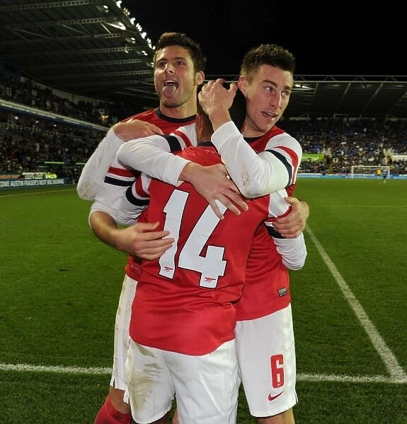 Four Goal Blitz: Walcott, Giroud, and Koscielny Celebrate Arsenal's Victory Over Reading in the Capital One Cup