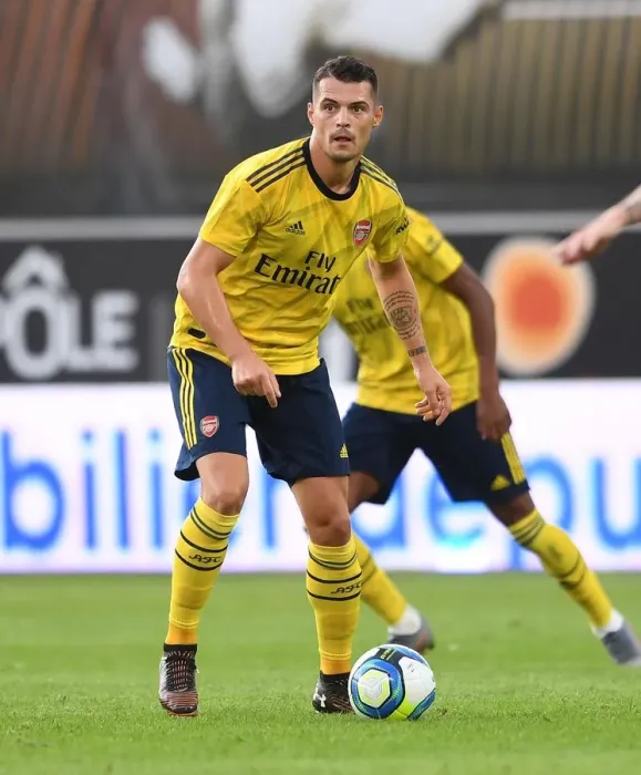 Framed Print : Granit Xhaka in Action: Angers vs Arsenal Pre-Season Friendly, 2019 Framed Print : Granit Xhaka in Action: Angers vs Arsenal Pre-Season Friendly, 2019
