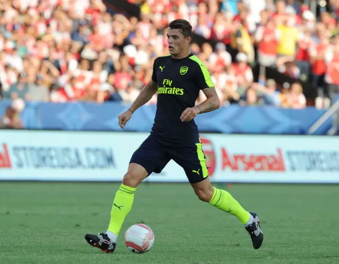 Framed Print : Granit Xhaka: In Action for Arsenal against CD Guadalajara, 2016 Pre-Season Friendly Framed Print : Granit Xhaka: In Action for Arsenal against CD Guadalajara, 2016 Pre-Season Friendly