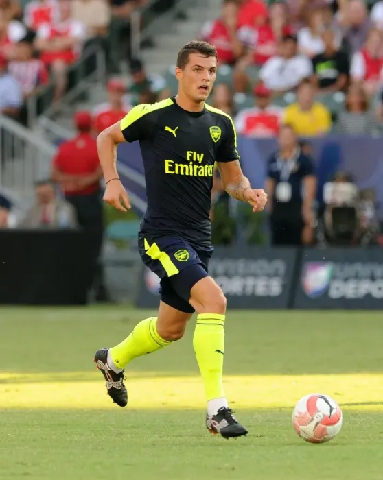 Framed Print : Granit Xhaka: In Action for Arsenal Against CD Guadalajara, 2016 Framed Print : Granit Xhaka: In Action for Arsenal Against CD Guadalajara, 2016