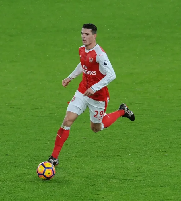 Framed Print : Granit Xhaka: In Action for Arsenal Against Crystal Palace, Premier League 2016-17