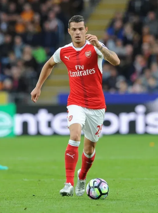 Framed Print : Granit Xhaka: In Action for Arsenal Against Hull City, Premier League 2016-17 Framed Print : Granit Xhaka: In Action for Arsenal Against Hull City, Premier League 2016-17