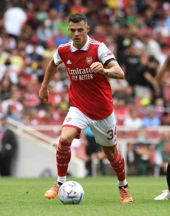 Framed Print : Granit Xhaka: In Action for Arsenal against Sevilla at Emirates Cup 2022 Framed Print : Granit Xhaka: In Action for Arsenal against Sevilla at Emirates Cup 2022