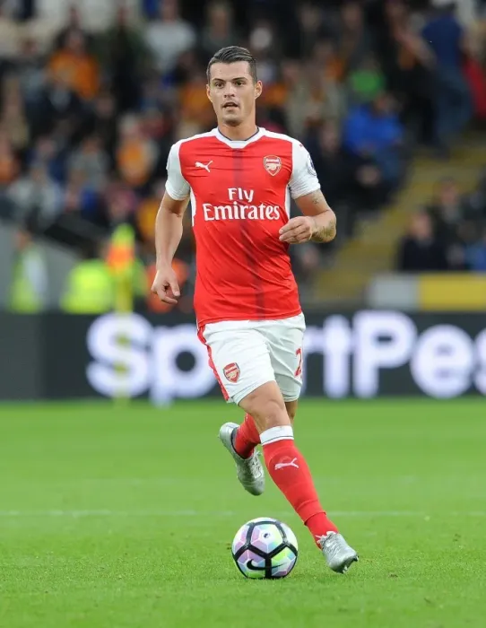 Framed Print : Granit Xhaka: In Action for Arsenal vs. Hull City, Premier League 2016-17