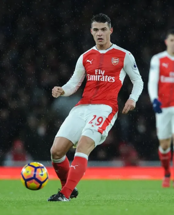 Framed Print : Granit Xhaka in Action: Arsenal vs. Crystal Palace, Premier League 2016-17