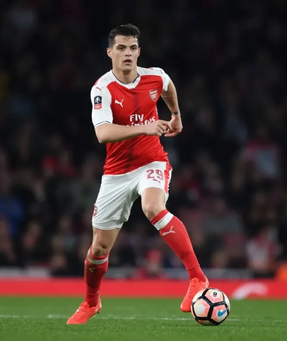 Framed Print : Granit Xhaka in Action: Arsenal vs. Lincoln City, Emirates FA Cup Quarter-Final