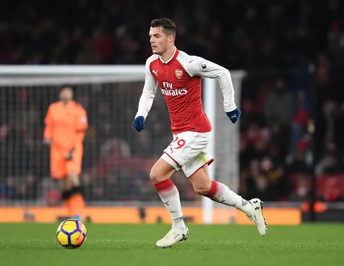Framed Print : Granit Xhaka in Action: Arsenal vs. Huddersfield Town, Premier League 2017-18 Framed Print : Granit Xhaka in Action: Arsenal vs. Huddersfield Town, Premier League 2017-18