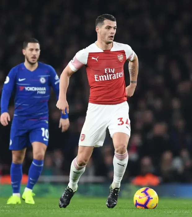 Framed Print : Granit Xhaka in Action: Arsenal vs. Chelsea, Premier League 2018-19 Framed Print : Granit Xhaka in Action: Arsenal vs. Chelsea, Premier League 2018-19