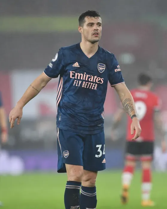 Framed Print : Granit Xhaka in Action: Arsenal vs. Southampton, Premier League 2020-21 (Behind Closed Doors) Framed Print : Granit Xhaka in Action: Arsenal vs. Southampton, Premier League 2020-21 (Behind Closed Doors)