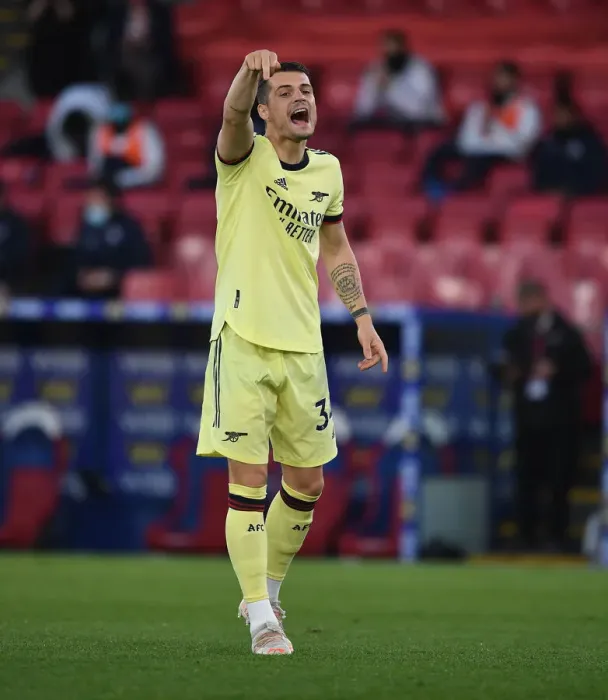 Framed Print : Granit Xhaka in Action: Arsenal vs. Crystal Palace, Premier League 2020-21