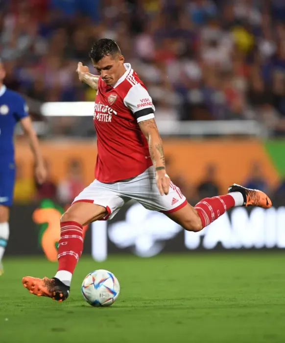 Framed Print : Granit Xhaka in Action: Arsenal vs. Chelsea - Florida Cup 2022-23