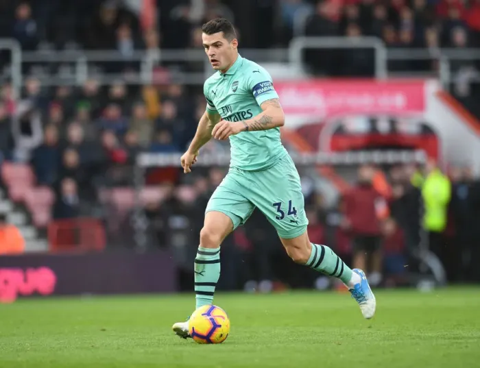 Framed Print : Granit Xhaka: In Action for Arsenal vs AFC Bournemouth, Premier League 2018-19 Framed Print : Granit Xhaka: In Action for Arsenal vs AFC Bournemouth, Premier League 2018-19