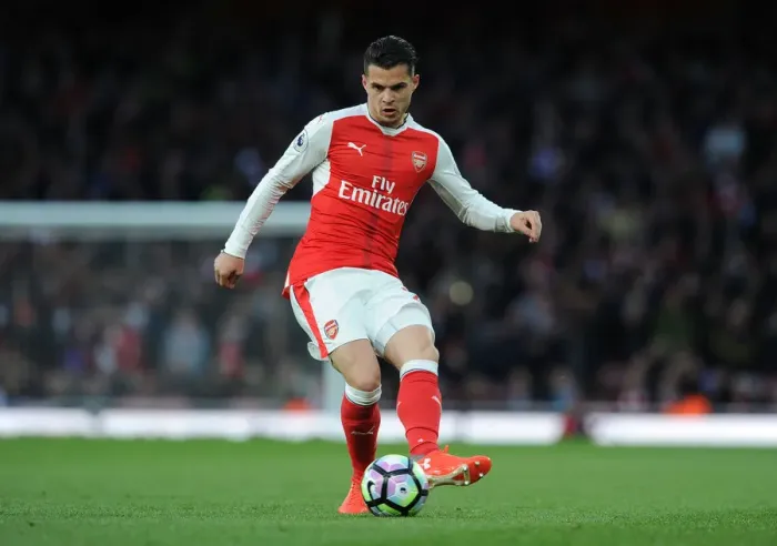 Framed Print : Granit Xhaka in Action: Arsenal vs Leicester City, Premier League 2016-17 Framed Print : Granit Xhaka in Action: Arsenal vs Leicester City, Premier League 2016-17