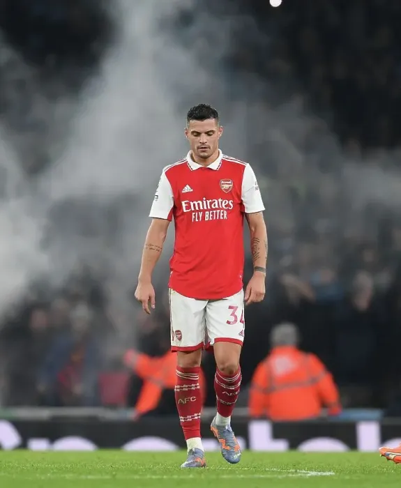 Framed Print : Granit Xhaka in Action: Arsenal vs Manchester City, Premier League 2022-23 Framed Print : Granit Xhaka in Action: Arsenal vs Manchester City, Premier League 2022-23