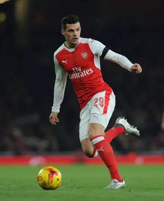Framed Print : Granit Xhaka in Action: Arsenal vs Southampton, EFL Cup Quarter-Final