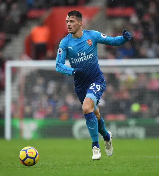 Framed Print : Granit Xhaka: In Action for Arsenal vs Southampton, Premier League 2017-18 Framed Print : Granit Xhaka: In Action for Arsenal vs Southampton, Premier League 2017-18