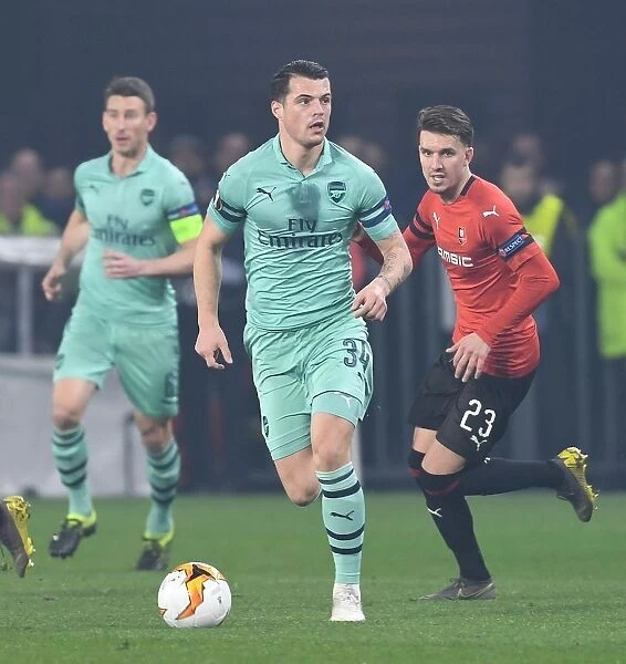 Granit Xhaka in Action: Arsenal vs Stade Rennais, UEFA Europa League Round of 16 (March 2019)