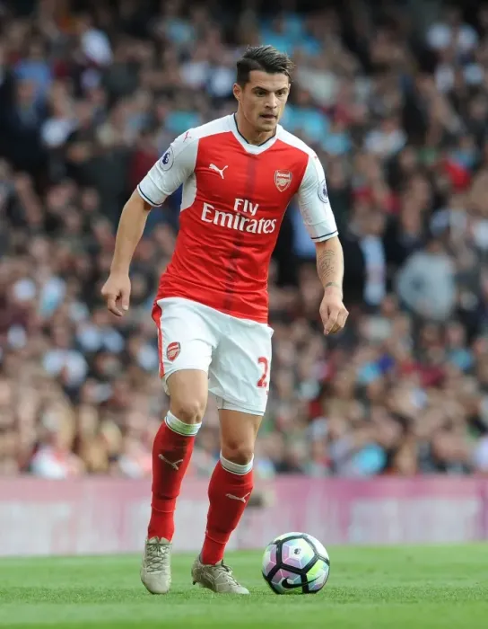 Framed Print : Granit Xhaka in Action: Arsenal vs Swansea City, Premier League 2016-17