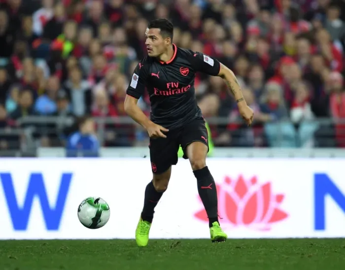 Framed Print : Granit Xhaka: In Action for Arsenal vs Sydney FC (2017) Framed Print : Granit Xhaka: In Action for Arsenal vs Sydney FC (2017)