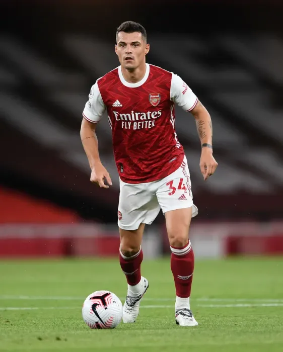 Framed Print : Granit Xhaka: In Action for Arsenal Against West Ham United, Premier League 2020-21