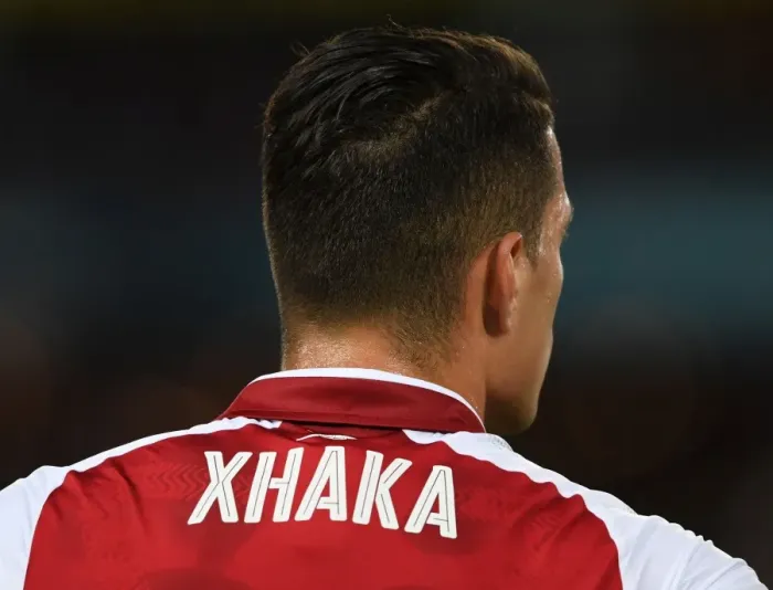 Framed Print : Granit Xhaka: In Action for Arsenal Against Western Sydney Wanderers (2017-18)