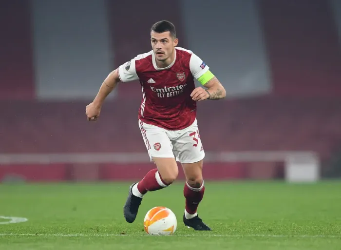 Framed Print : Granit Xhaka in Action: Arsenal's Europa League Battle against Molde FK Framed Print : Granit Xhaka in Action: Arsenal's Europa League Battle against Molde FK