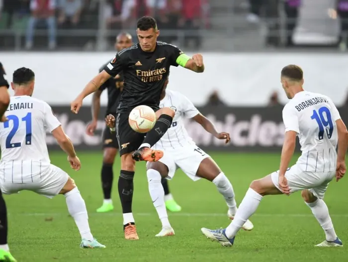 Framed Print : Granit Xhaka in Action: Arsenal's Europa League Clash against FC Zurich (2022) Framed Print : Granit Xhaka in Action: Arsenal's Europa League Clash against FC Zurich (2022)