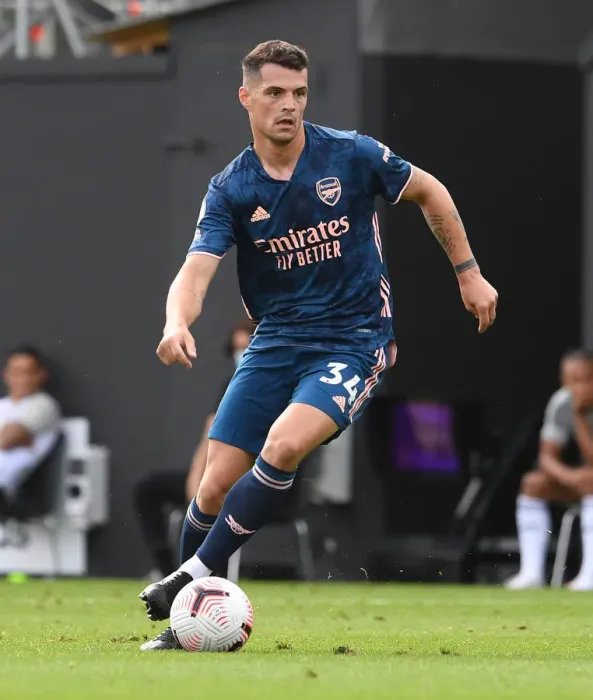 Framed Print : Granit Xhaka in Action: Arsenal's Midfield Maestro Shines Against Fulham, Premier League 2020-21 Framed Print : Granit Xhaka in Action: Arsenal's Midfield Maestro Shines Against Fulham, Premier League 2020-21