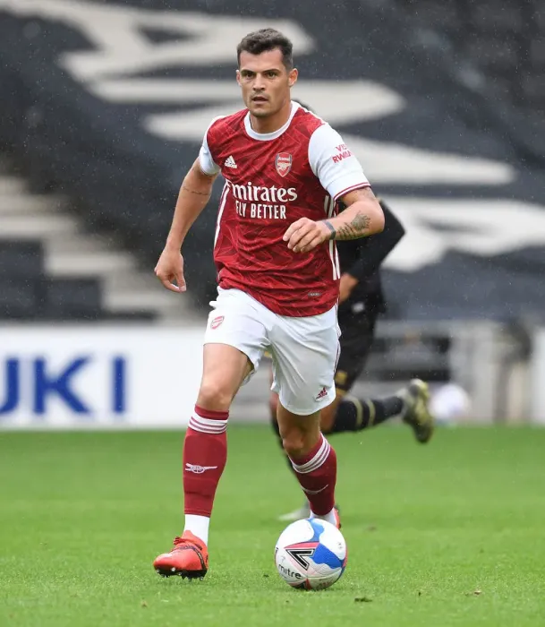 Framed Print : Granit Xhaka in Action: Arsenal's Pre-Season Victory over MK Dons, 2020 Framed Print : Granit Xhaka in Action: Arsenal's Pre-Season Victory over MK Dons, 2020