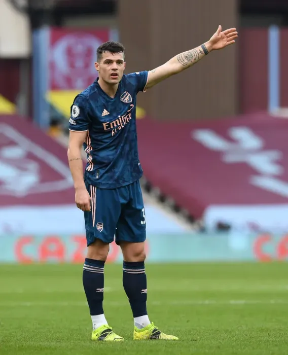 Framed Print : Granit Xhaka in Action: Aston Villa vs. Arsenal, Premier League 2020-21