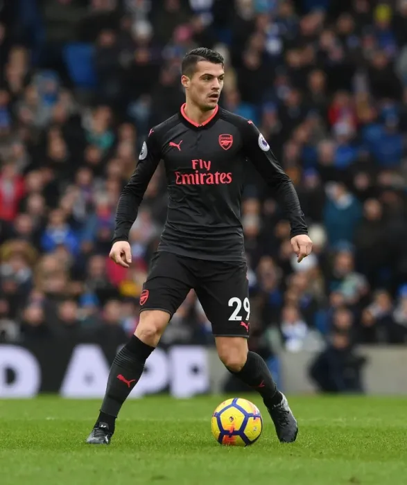 Framed Print : Granit Xhaka in Action: Brighton & Hove Albion vs. Arsenal, Premier League 2017-18 Framed Print : Granit Xhaka in Action: Brighton & Hove Albion vs. Arsenal, Premier League 2017-18