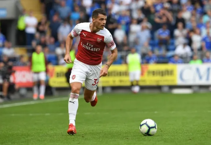 Framed Print : Granit Xhaka in Action: Cardiff City vs. Arsenal FC, Premier League 2018-19 Framed Print : Granit Xhaka in Action: Cardiff City vs. Arsenal FC, Premier League 2018-19