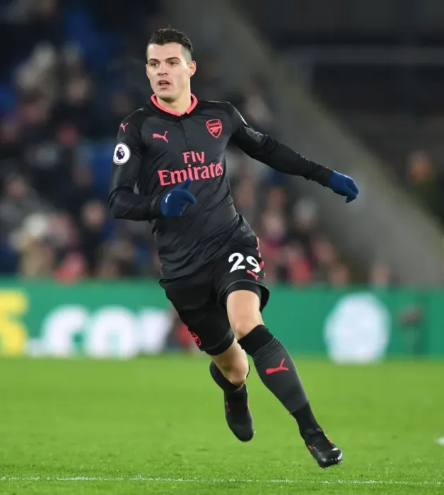 Framed Print : Granit Xhaka in Action: Crystal Palace vs. Arsenal, Premier League 2017-18