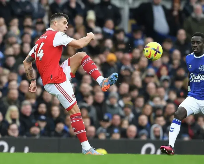 Framed Print : Granit Xhaka in Action: Everton vs Arsenal, Premier League 2022-23 Framed Print : Granit Xhaka in Action: Everton vs Arsenal, Premier League 2022-23