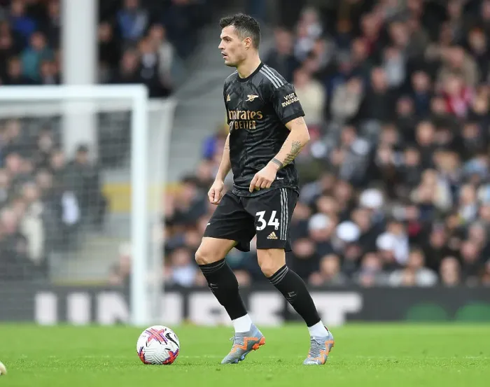 Framed Print : Granit Xhaka in Action: Fulham vs. Arsenal, Premier League 2022-23 Framed Print : Granit Xhaka in Action: Fulham vs. Arsenal, Premier League 2022-23