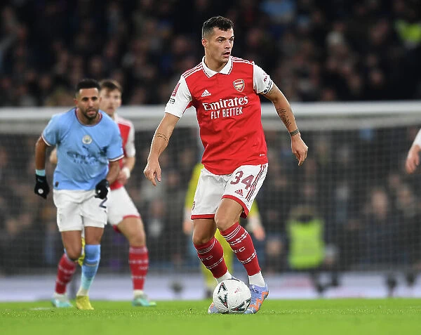 Granit Xhaka in Action: Manchester City vs. Arsenal, Emirates FA Cup Fourth Round, 2022-23