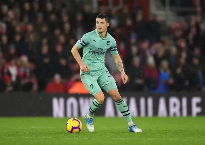 Framed Print : Granit Xhaka: In Action Against Southampton, Premier League 2018-19 Framed Print : Granit Xhaka: In Action Against Southampton, Premier League 2018-19