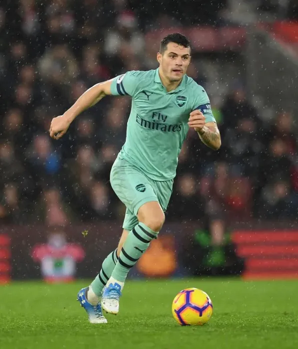 Framed Print : Granit Xhaka in Action: Southampton vs. Arsenal, Premier League 2018-19