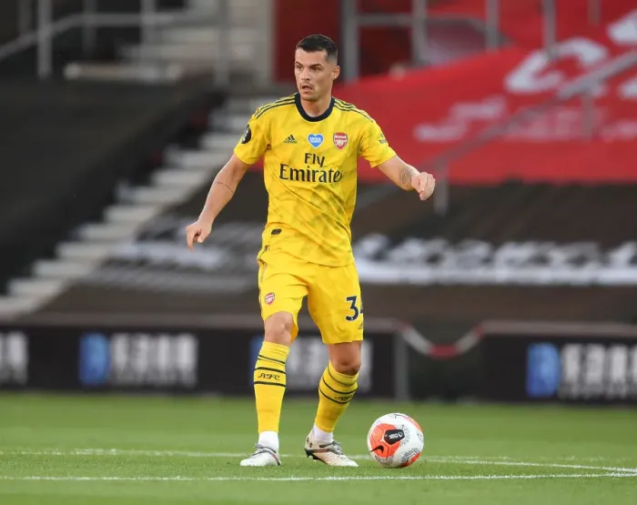 Framed Print : Granit Xhaka in Action: Southampton vs. Arsenal, Premier League 2019-2020 Framed Print : Granit Xhaka in Action: Southampton vs. Arsenal, Premier League 2019-2020