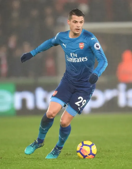 Framed Print : Granit Xhaka in Action: Swansea City vs Arsenal, Premier League 2017-18 Framed Print : Granit Xhaka in Action: Swansea City vs Arsenal, Premier League 2017-18
