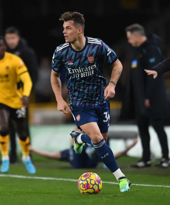 Framed Print : Granit Xhaka in Action: Wolverhampton Wanderers vs Arsenal, Premier League 2021-22 Framed Print : Granit Xhaka in Action: Wolverhampton Wanderers vs Arsenal, Premier League 2021-22