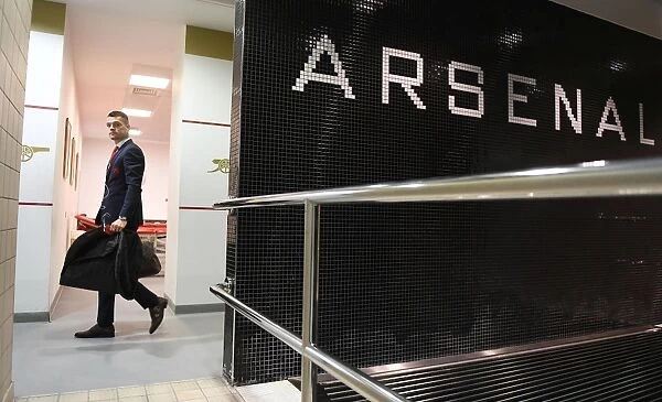 Granit Xhaka Arrives at Arsenal Changing Room Before Arsenal v Watford Match, 2018