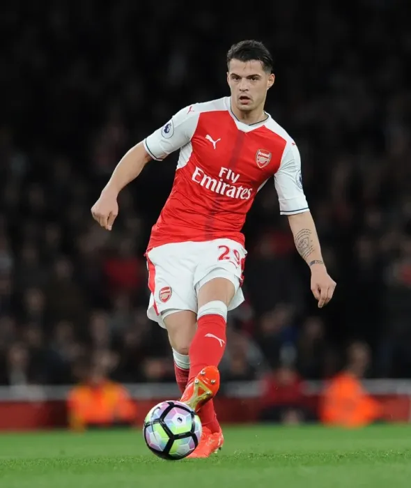 Framed Print : Granit Xhaka (Arsenal). Arsenal 3: 0 West Ham United. Premier League. Emirates Stadium Framed Print : Granit Xhaka (Arsenal). Arsenal 3: 0 West Ham United. Premier League. Emirates Stadium