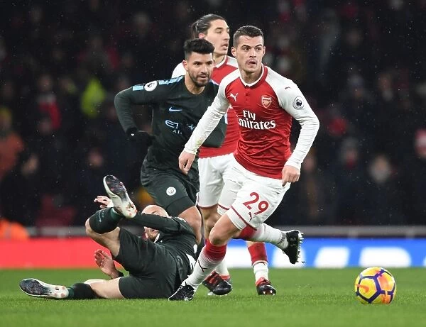 Granit Xhaka: Arsenal Midfielder in Action Against Manchester City, Premier League 2017-18