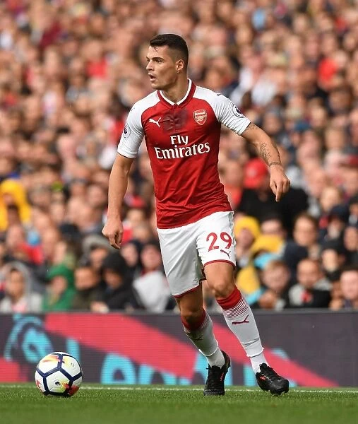 Granit Xhaka: Arsenal Midfielder in Action during Arsenal vs. AFC Bournemouth, Premier League 2017-18