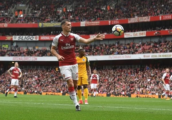 Granit Xhaka: Arsenal Midfielder in Action against Brighton & Hove Albion, Premier League 2017-18