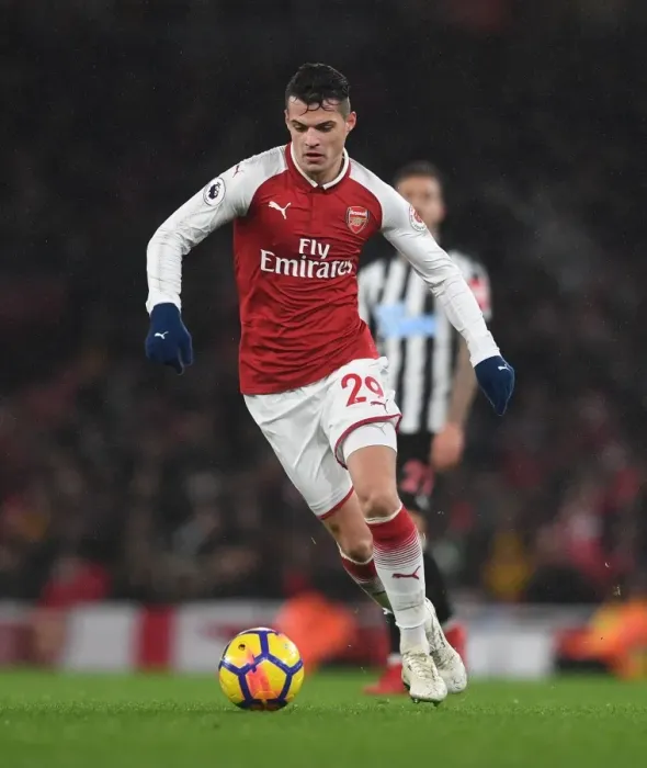Framed Print : Granit Xhaka: Arsenal Midfielder in Action against Newcastle United, Premier League 2017-18 Framed Print : Granit Xhaka: Arsenal Midfielder in Action against Newcastle United, Premier League 2017-18